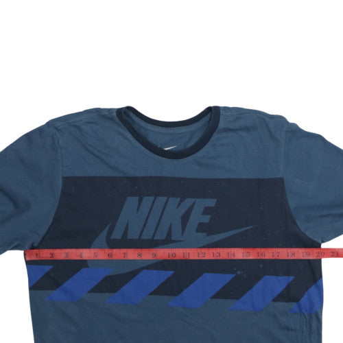 Nike Men's Blue Graphic Print Crew Neck Athletic T-Shirt Medium