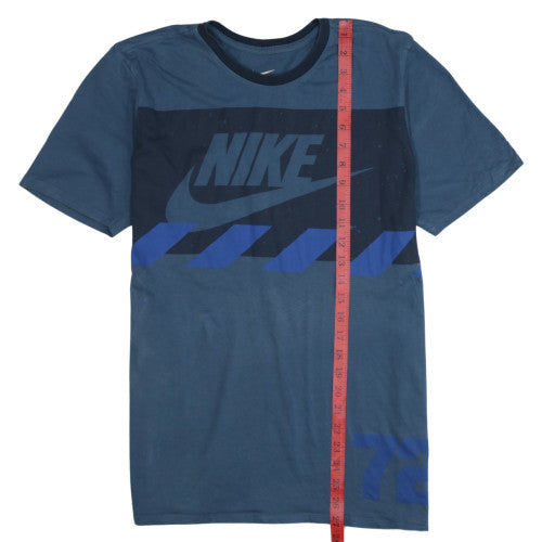 Nike Men's Blue Graphic Print Crew Neck Athletic T-Shirt Medium
