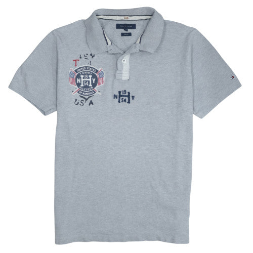 Tommy Hilfiger Men's Grey Slim Fit Polo Shirt XXL Cotton USA Logo