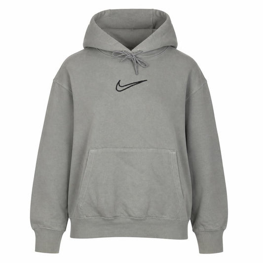 Front view of Nike Women’s Grey Pullover Hoodie Small Cotton Blend Casual Sweatshirt
