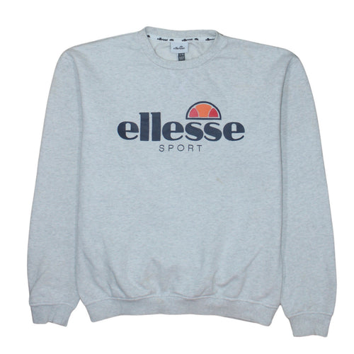 Ellesse Men's Grey Pullover Sweatshirt M Crew Neck Graphic Logo