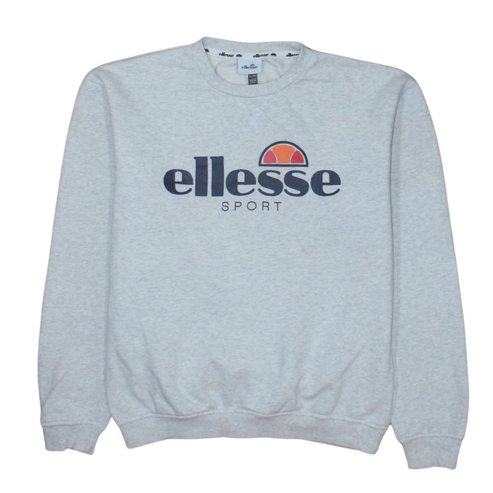 Ellesse Men's Grey Pullover Sweatshirt M Crew Neck Graphic Logo