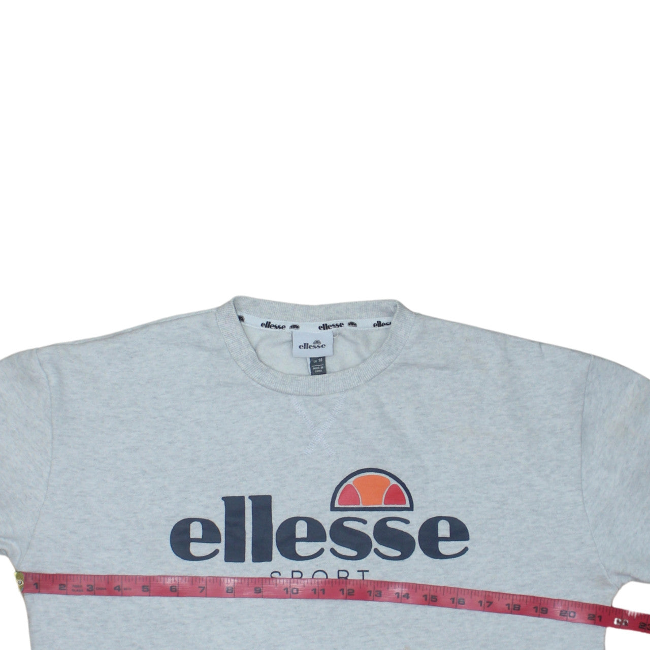 Ellesse Men's Grey Pullover Sweatshirt M Crew Neck Graphic Logo