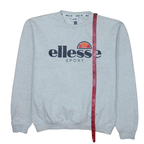 Ellesse Men's Grey Pullover Sweatshirt M Crew Neck Graphic Logo