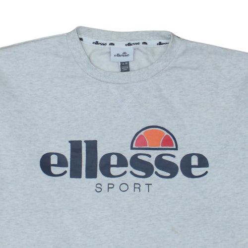 Ellesse Men's Grey Pullover Sweatshirt M Crew Neck Graphic Logo