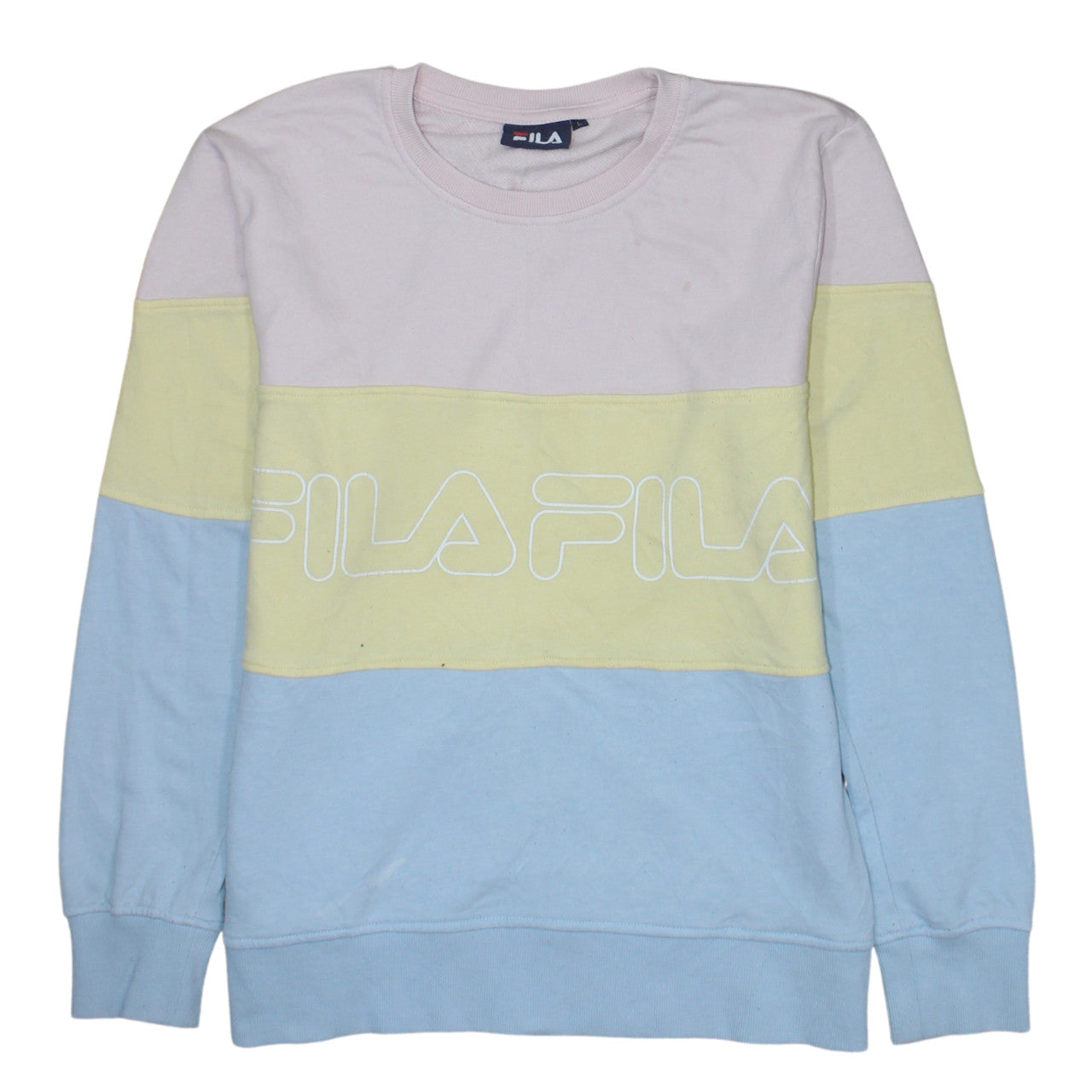 FILA Women Pastel Colourblock Crew Neck Pullover Sweatshirt L