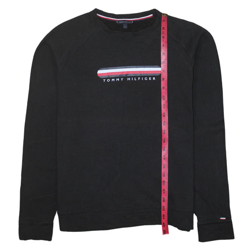 Tommy Hilfiger Men's Black Small Logo Crew Neck Sweatshirt