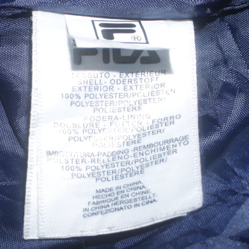 Fila Boys Blue Padded Basic Jacket UK 12 Years Zip Up Winter Coat