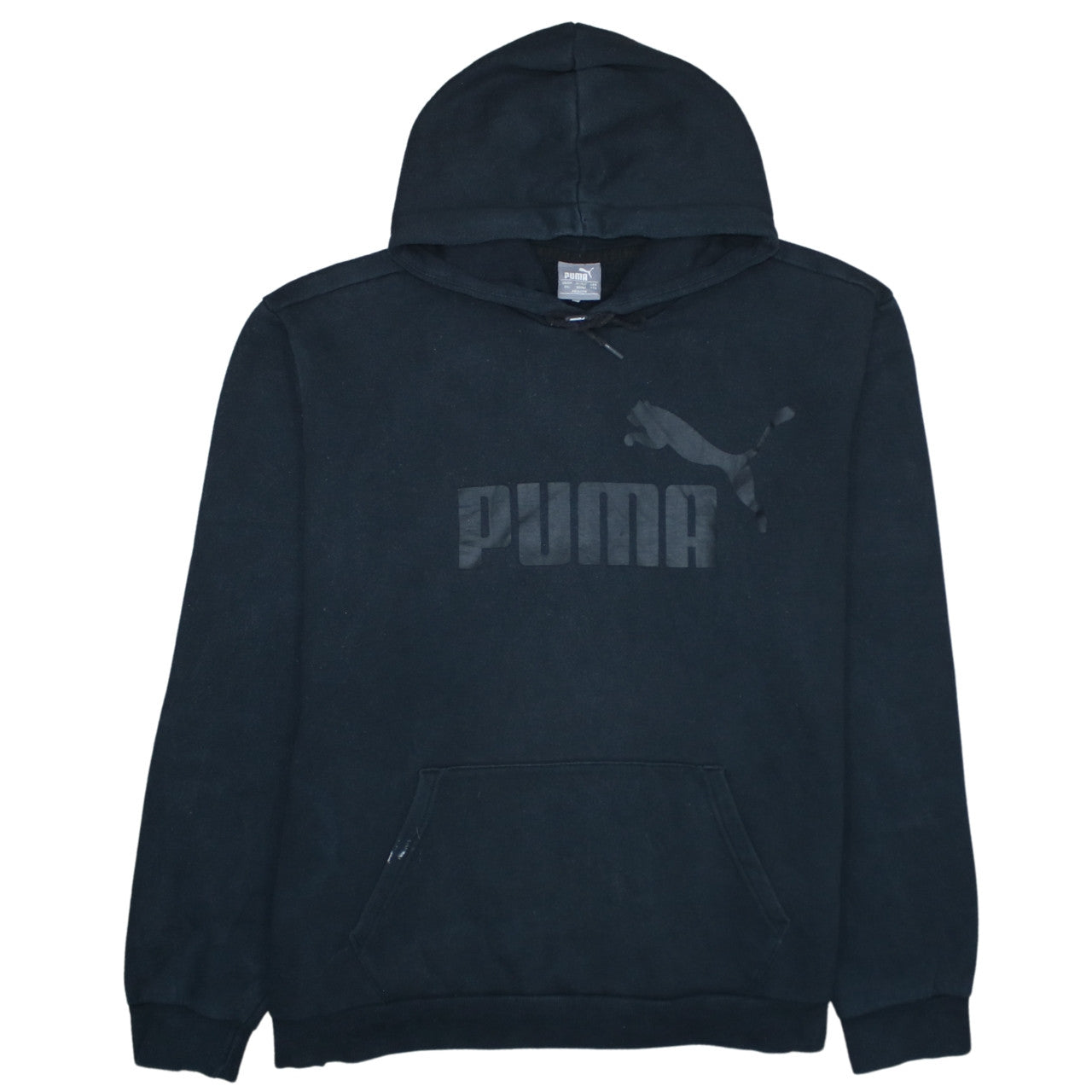Puma Men’s Black Pullover Hoodie 2XL Regular Fit Fleece Logo Sweatshirt