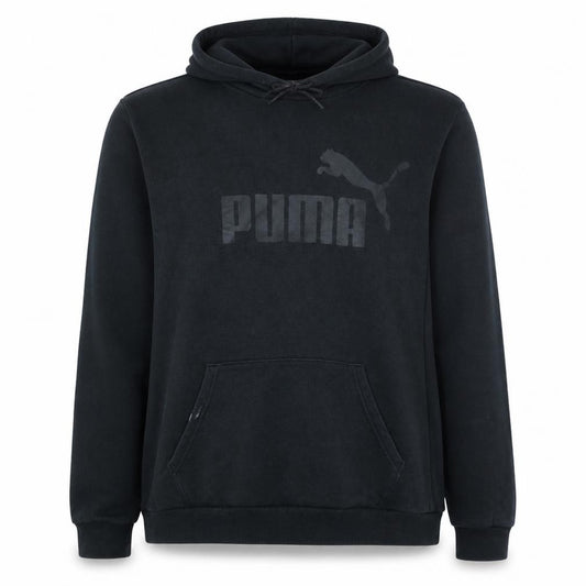 Front view of Puma Men’s Black Pullover Hoodie 2XL Regular Fit Fleece Logo Sweatshirt