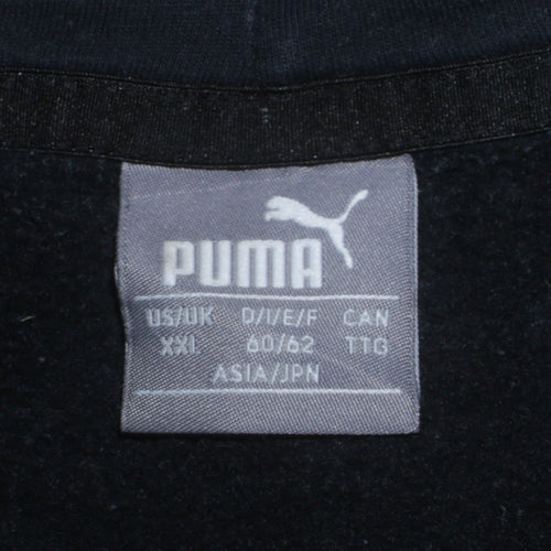 Puma Men’s Black Pullover Hoodie 2XL Regular Fit Fleece Logo Sweatshirt