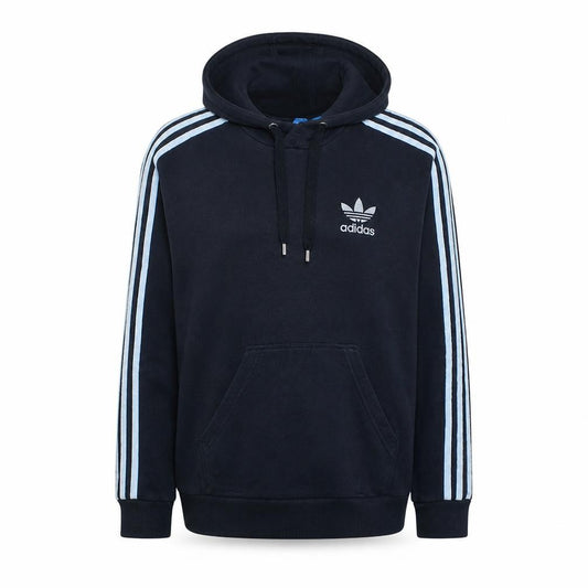 Front view of Adidas Women Black, size 10, Pullover Hoodie Sweatshirt with Stripes