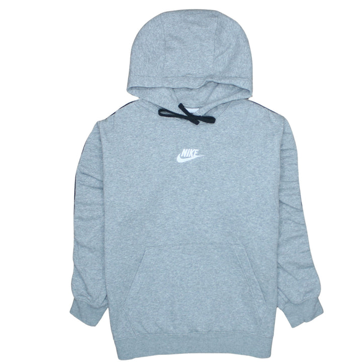 Nike Women's Grey Pullover Hoodie Medium Logo Tape Sleeve