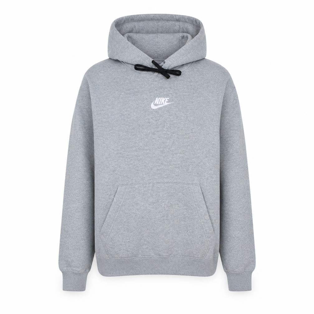 Front view of Nike Women's Grey Pullover Hoodie Medium Logo Tape Sleeve