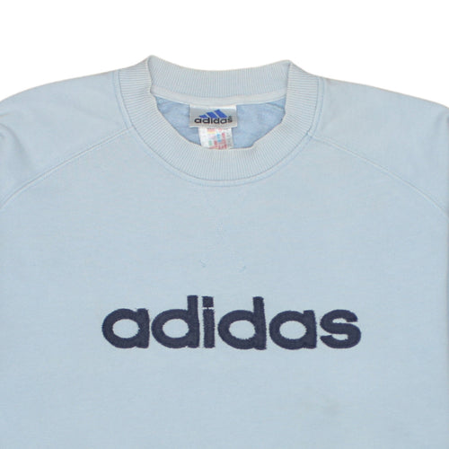 Adidas Men's Blue Embroidered Logo Crew Neck Sweatshirt M