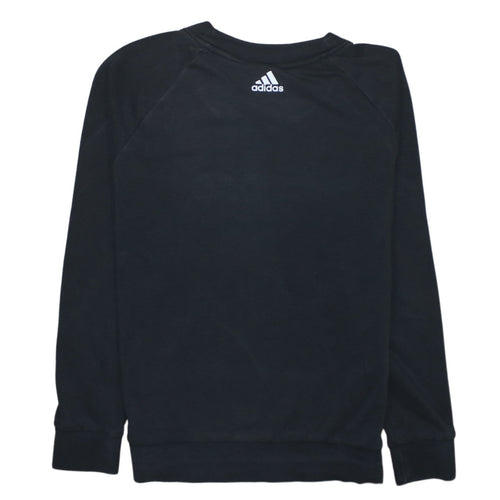 Adidas Womens Black Sweatshirt Size 12-14 Pullover Logo Crew Neck