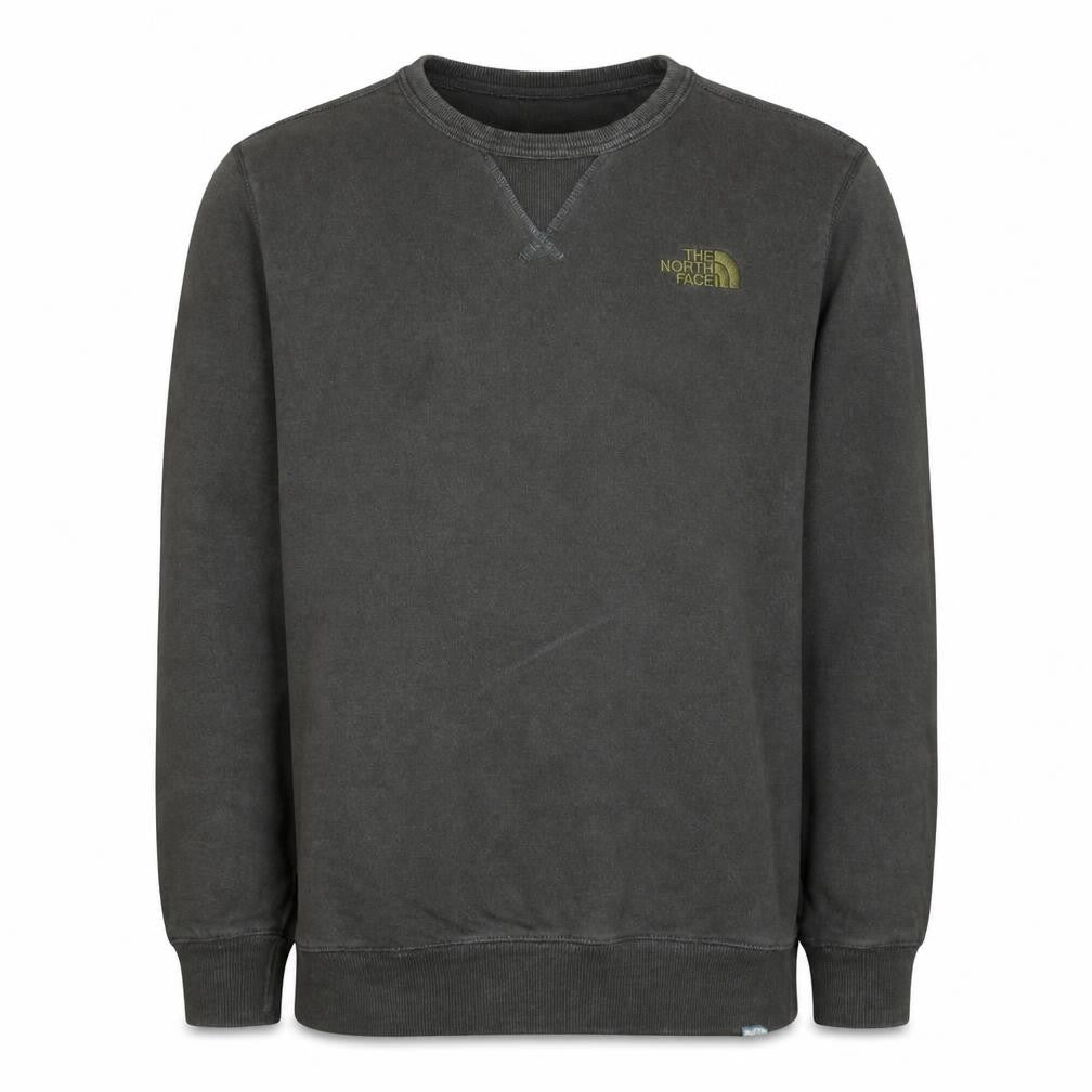 Front view of The North Face Men's Grey Cotton Crew Neck Pullover Sweatshirt, size S