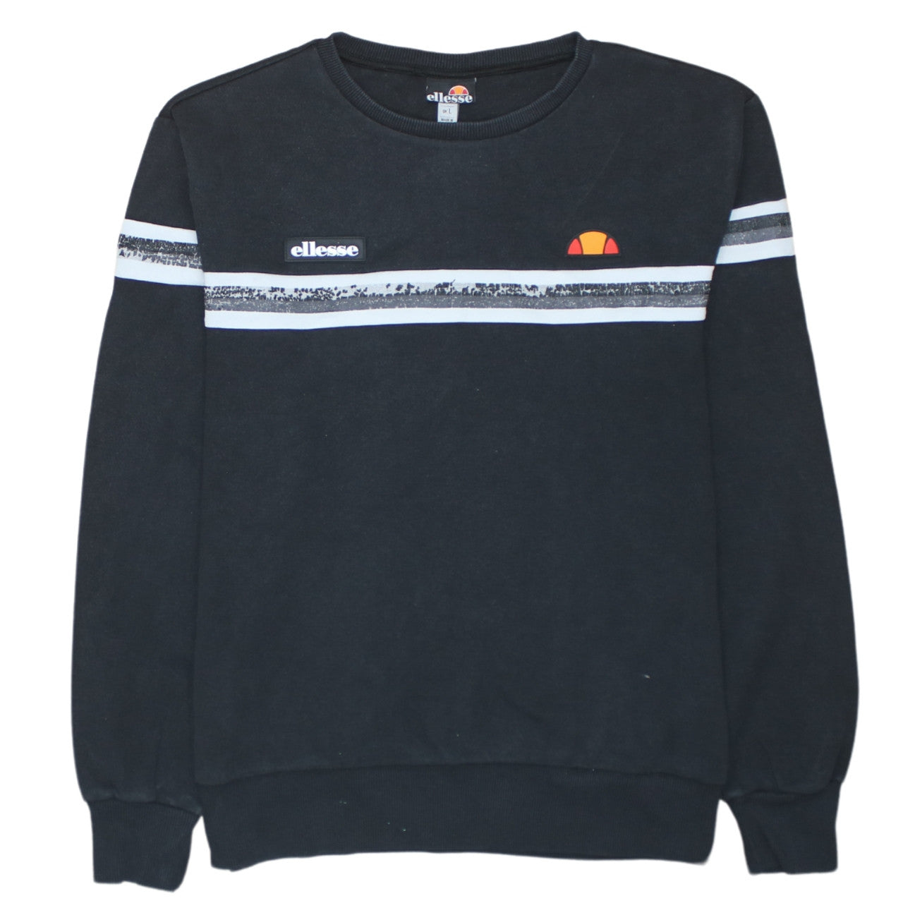 Ellesse Men's Black L Pullover Sweatshirt Logo Crew Neck