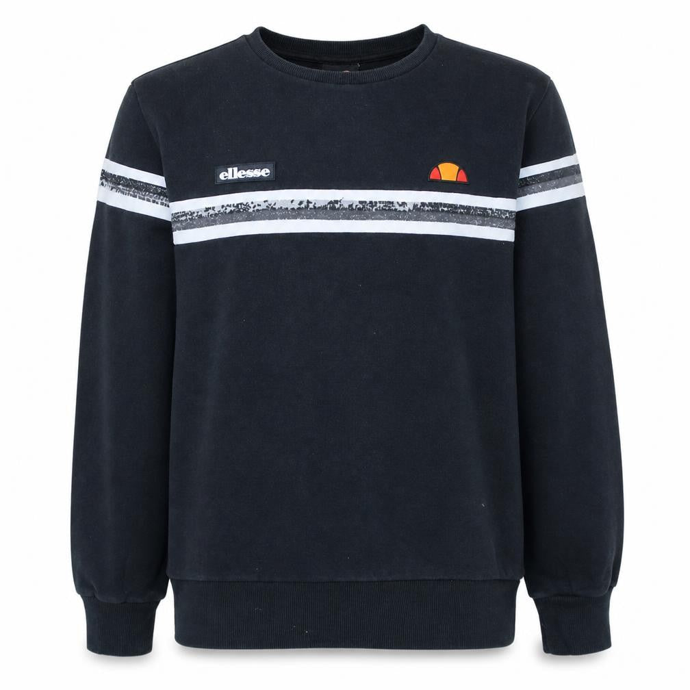 Front view of Ellesse Men's Black L Pullover Sweatshirt Logo Crew Neck