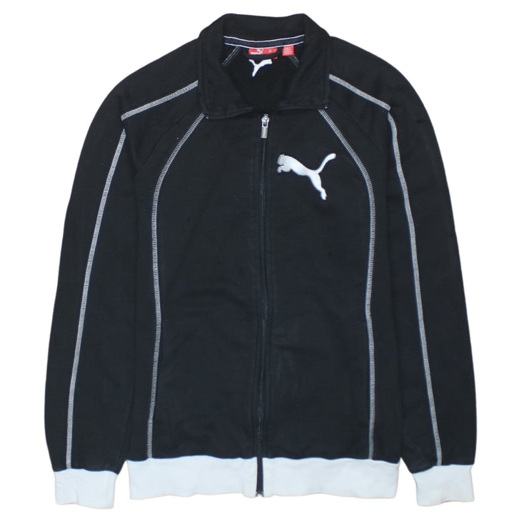 Puma Womens Black Size 12 Track Jacket Full Zip Cotton Blend Sports Top