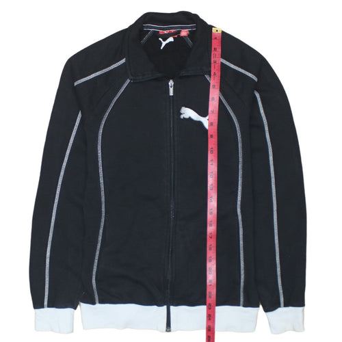 Puma Womens Black Size 12 Track Jacket Full Zip Cotton Blend Sports Top