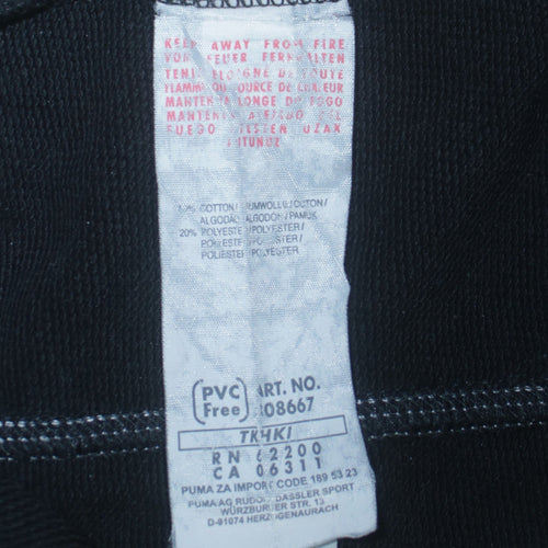 Puma Womens Black Size 12 Track Jacket Full Zip Cotton Blend Sports Top