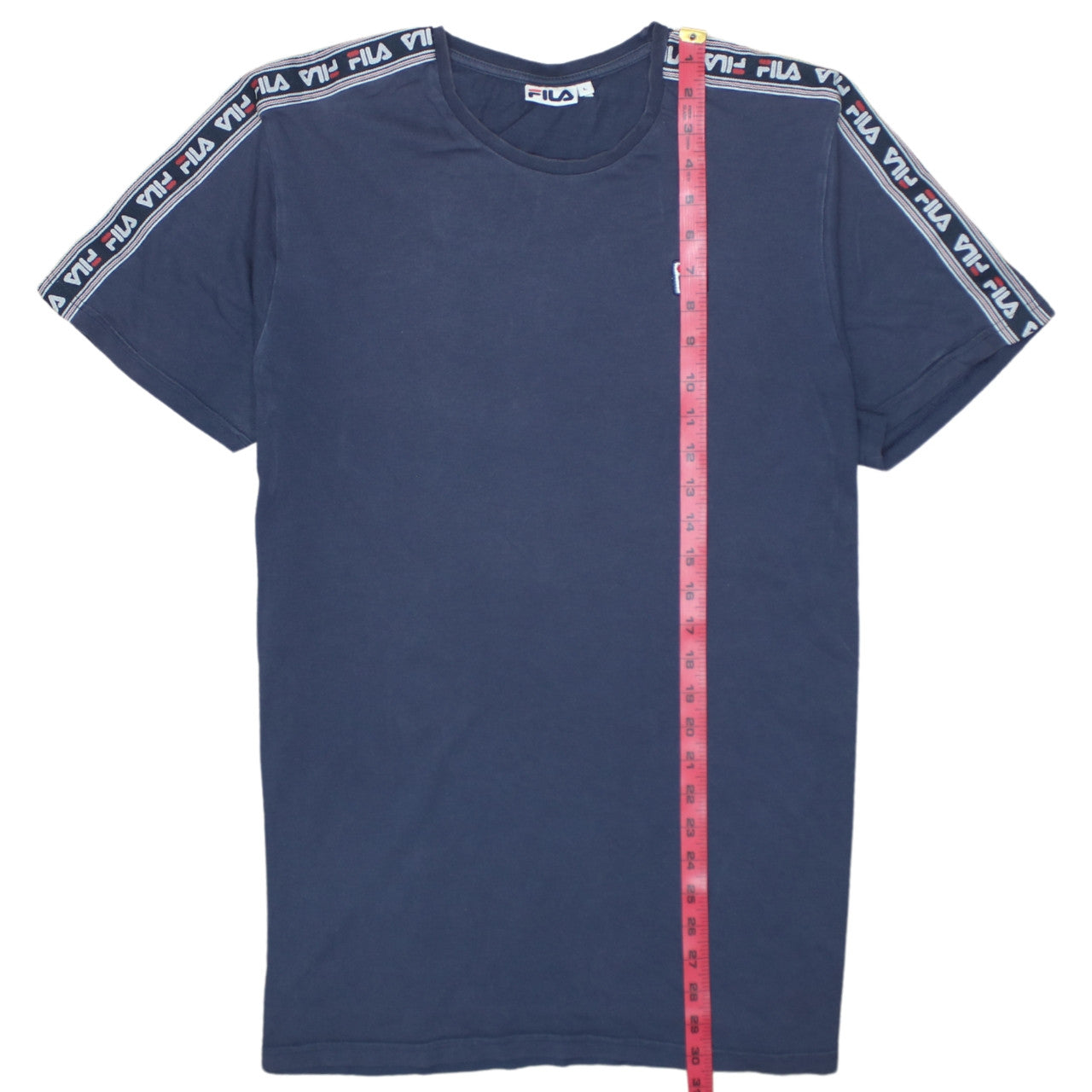 FILA Men Blue L Crew Neck Short Sleeve Sports Cotton T-Shirt