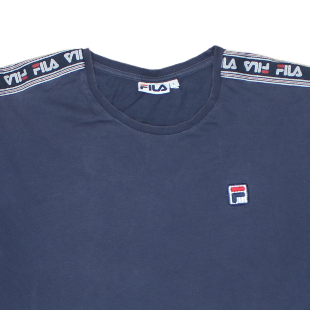 FILA Men Blue L Crew Neck Short Sleeve Sports Cotton T-Shirt