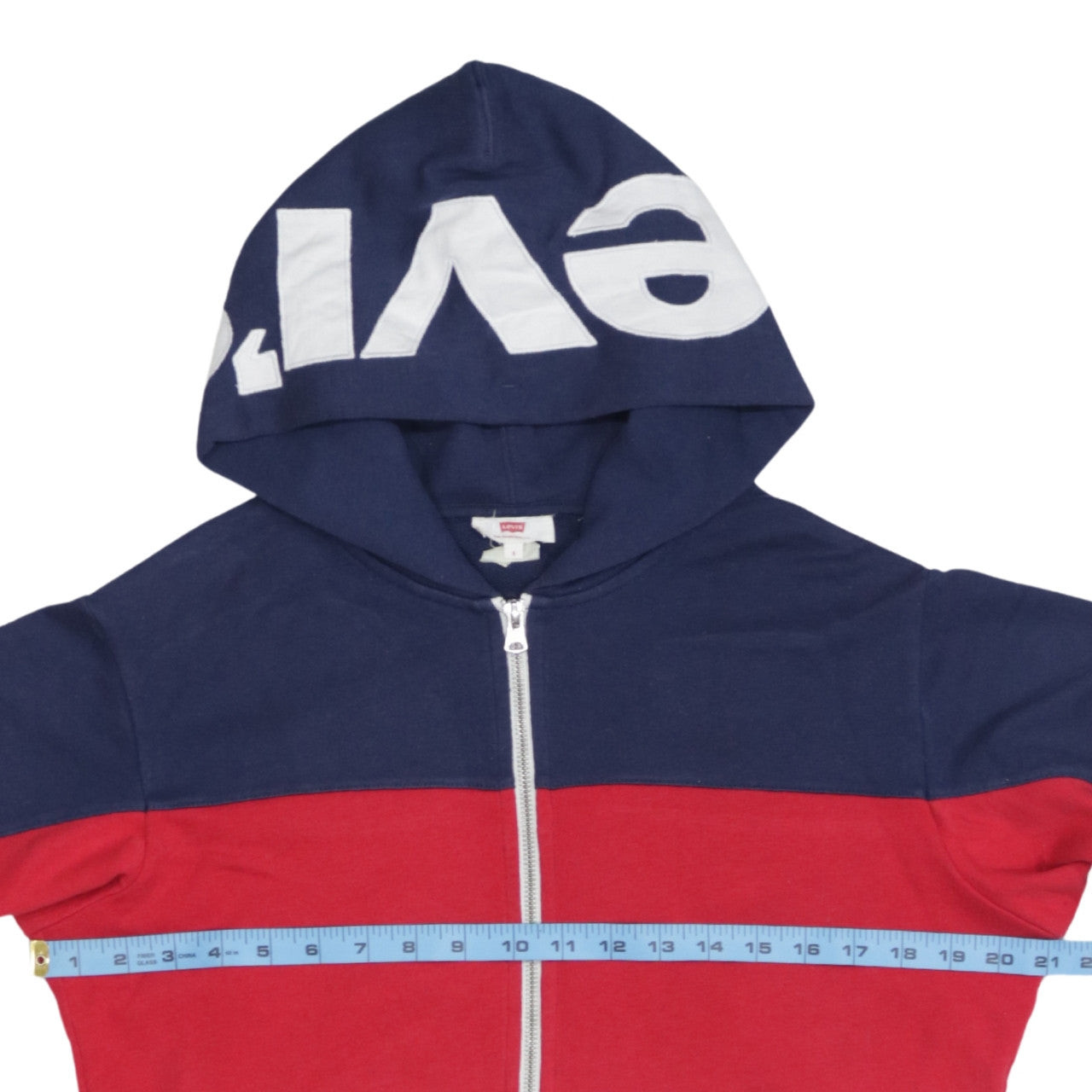 Levi's Womens Red Blue White Colourblock Full Zip Hoodie Size S