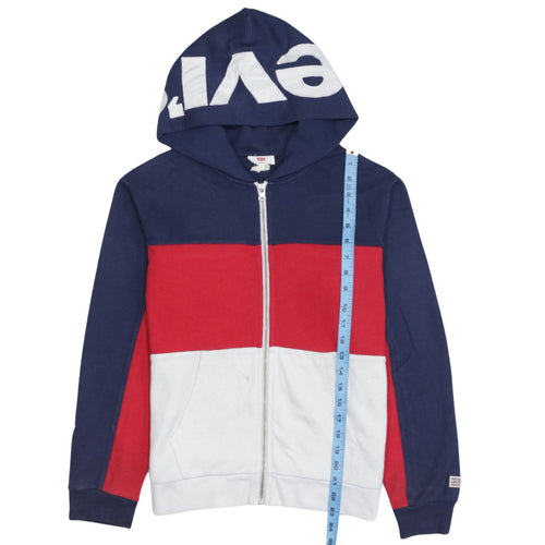 Levi's Womens Red Blue White Colourblock Full Zip Hoodie Size S