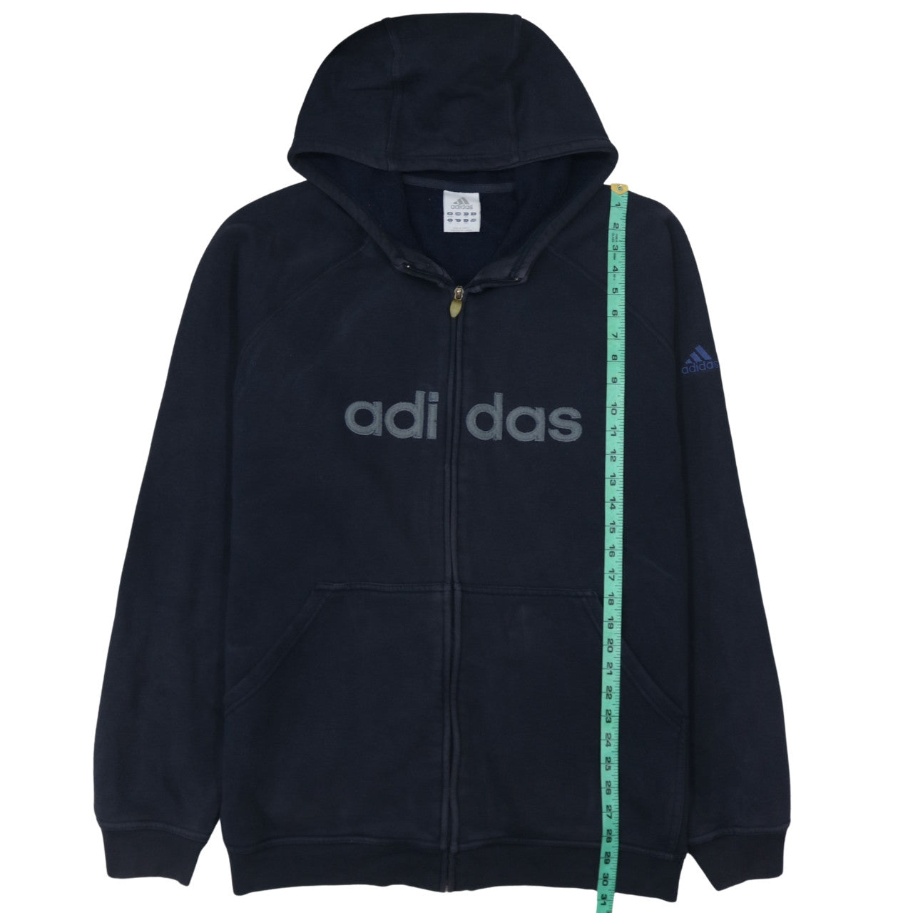 Adidas Men Blue Full Zip Fleece Hoodie 2XL Logo Sportswear