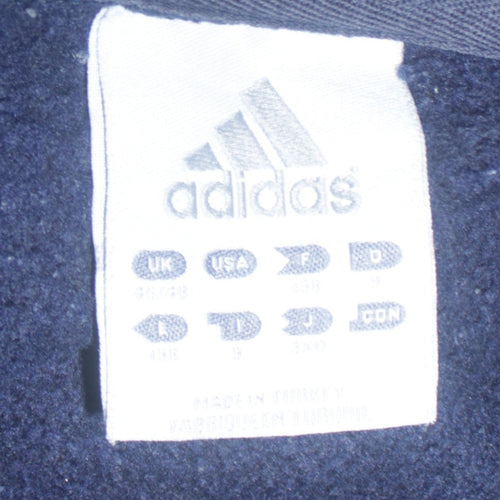 Adidas Men Blue Full Zip Fleece Hoodie 2XL Logo Sportswear