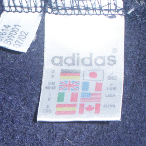 Adidas Men Blue Full Zip Fleece Hoodie 2XL Logo Sportswear