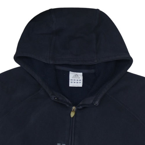 Adidas Men Blue Full Zip Fleece Hoodie 2XL Logo Sportswear