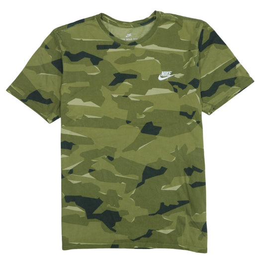 Nike Men's Green Camouflage Athletic Fit Crew Neck T-Shirt M