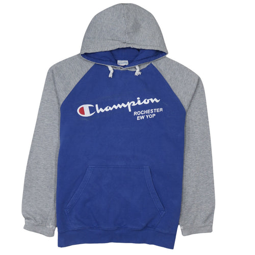 Champion Men's Blue & Grey Pullover Hoodie XL Graphic Logo Sweatshirt