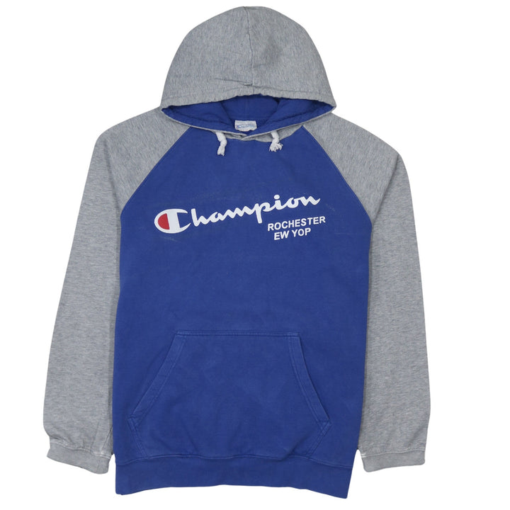 Champion Men's Blue & Grey Pullover Hoodie XL Graphic Logo Sweatshirt