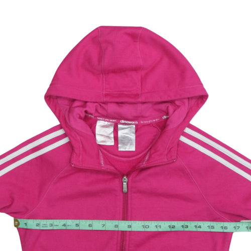 Adidas Girls Pink Full Zip Hooded Fleece Hoodie 13-14 Years ClimaWarm