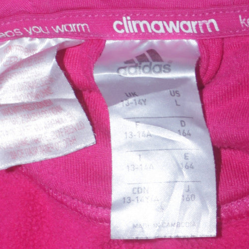 Adidas Girls Pink Full Zip Hooded Fleece Hoodie 13-14 Years ClimaWarm