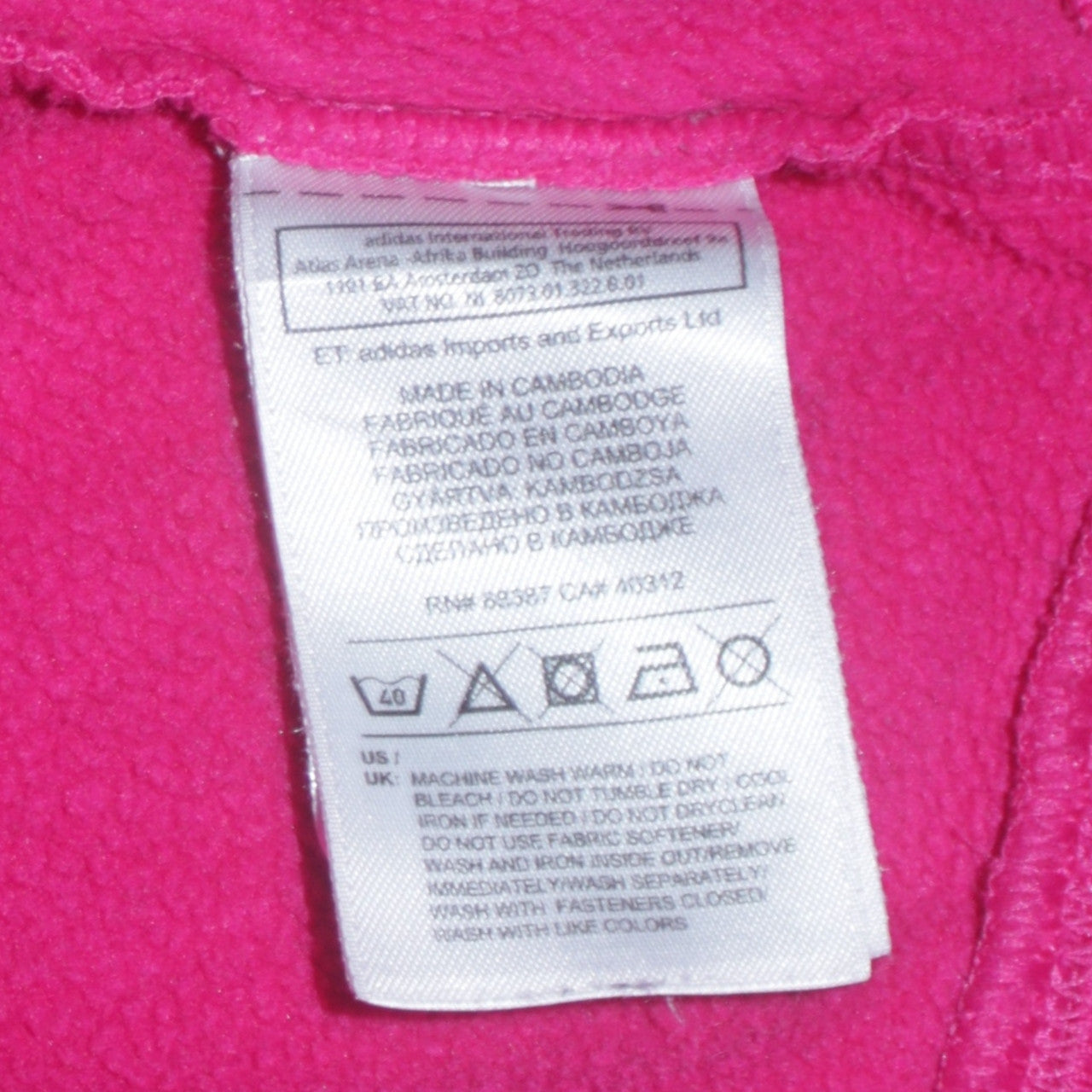 Adidas Girls Pink Full Zip Hooded Fleece Hoodie 13-14 Years ClimaWarm