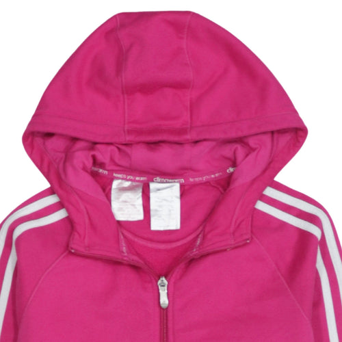 Adidas Girls Pink Full Zip Hooded Fleece Hoodie 13-14 Years ClimaWarm
