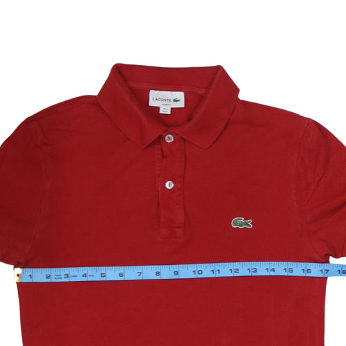 Lacoste Men's Red Slim Fit Cotton Polo Shirt Size S