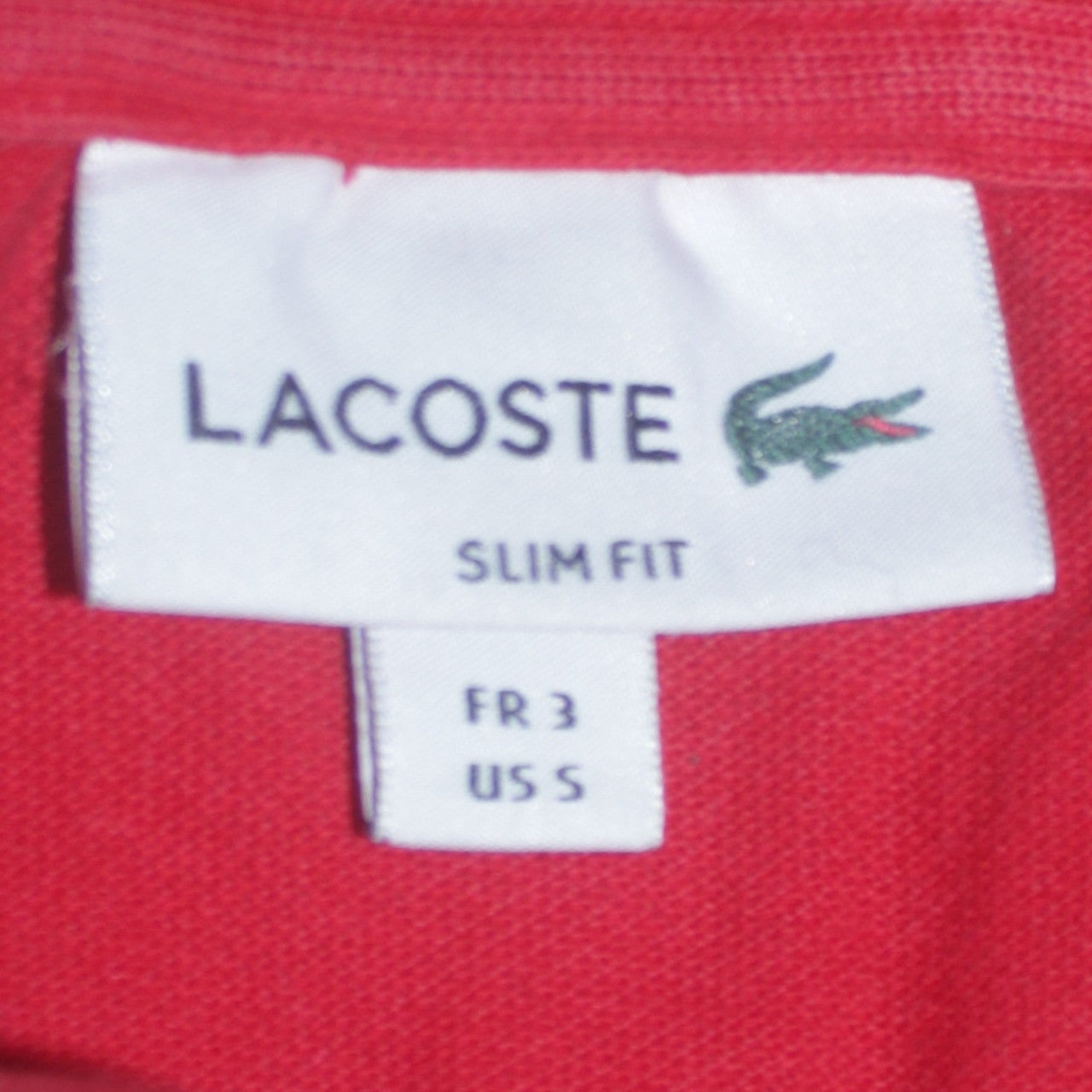 Lacoste Men's Red Slim Fit Cotton Polo Shirt Size S