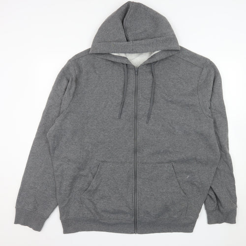 Athletic Works Men's Grey 3XL Full Zip Hooded Fleece Jacket