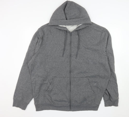 Athletic Works Men's Grey 3XL Full Zip Hooded Fleece Jacket