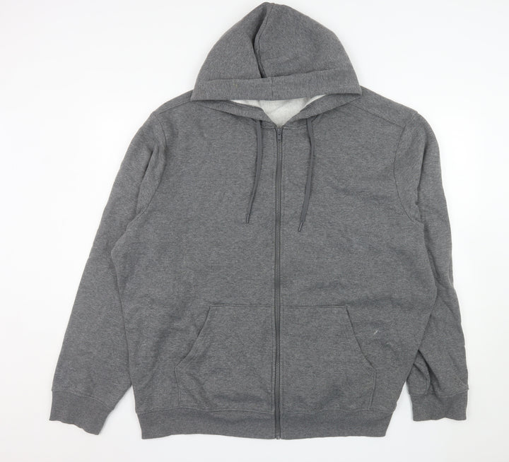 Athletic Works Men's Grey 3XL Full Zip Hooded Fleece Jacket