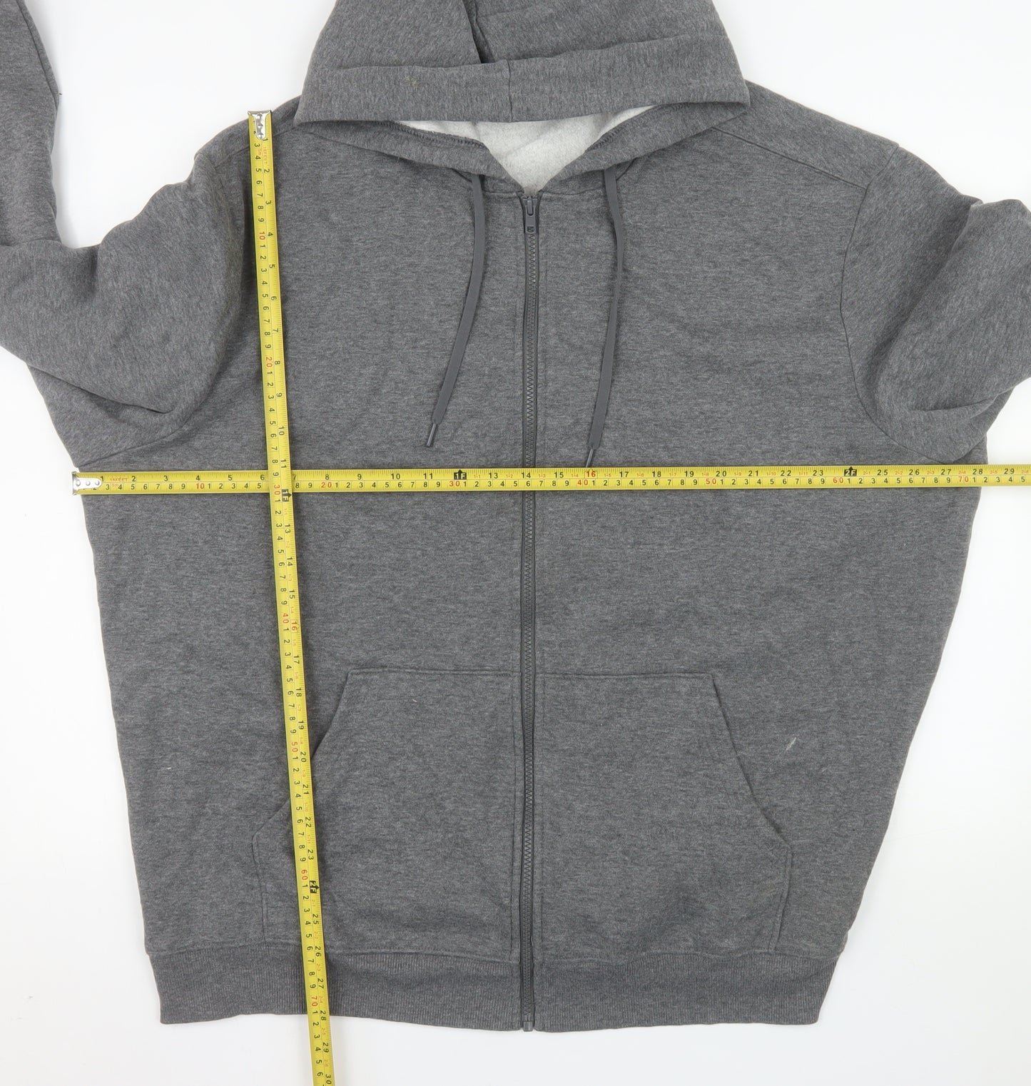 Athletic Works Men's Grey 3XL Full Zip Hooded Fleece Jacket