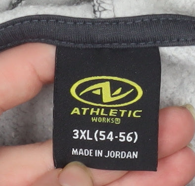 Athletic Works Men's Grey 3XL Full Zip Hooded Fleece Jacket
