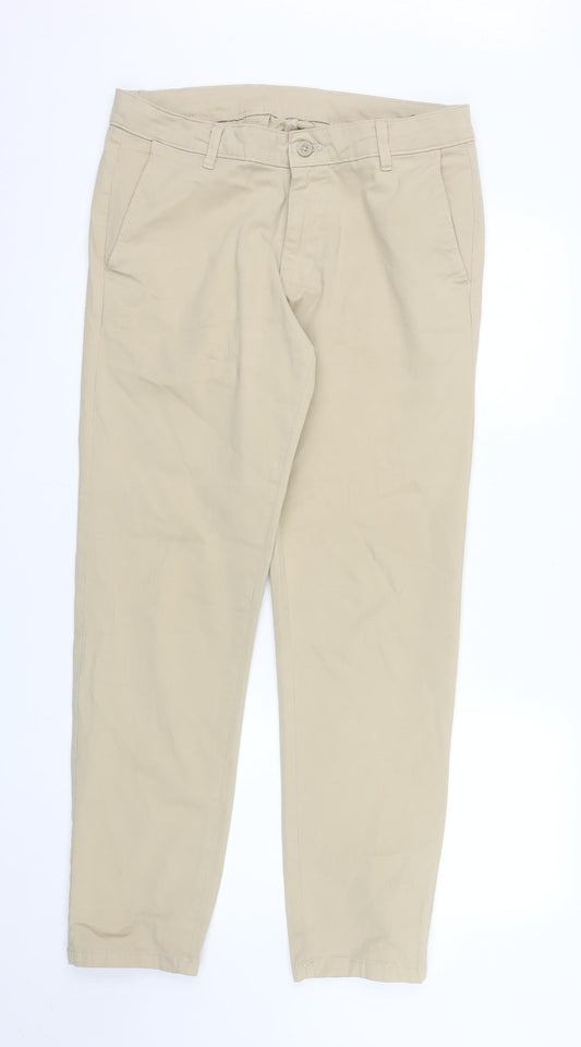 Zara Men's Beige Chino Trousers Slim Fit Size L 32in Waist