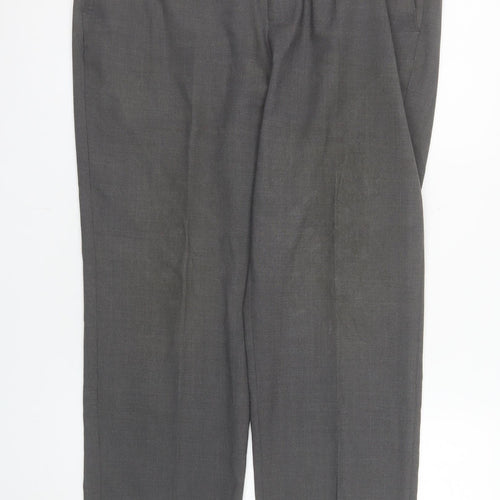 Robbie Mens Grey 36R Classic Fit Wool Blend Dress Trousers